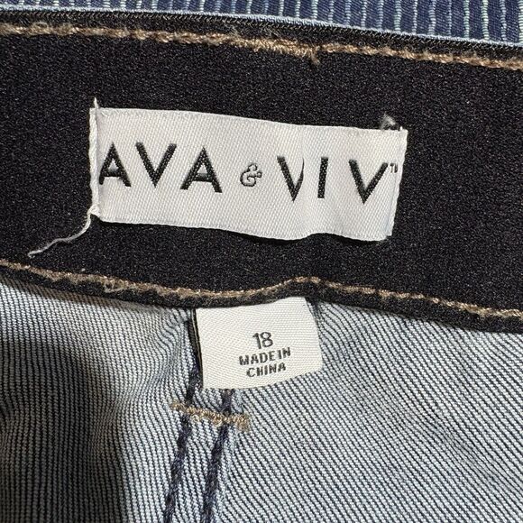 Ava & Viv Jeans Sz 18 Mid Rise Skinny Stretch Dark Wash Denim Plus Size Core - Picture 3 of 8